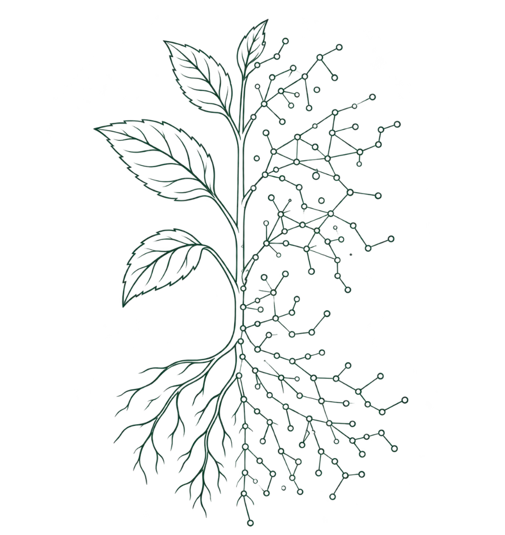 Line diagram of a plant showing its structure